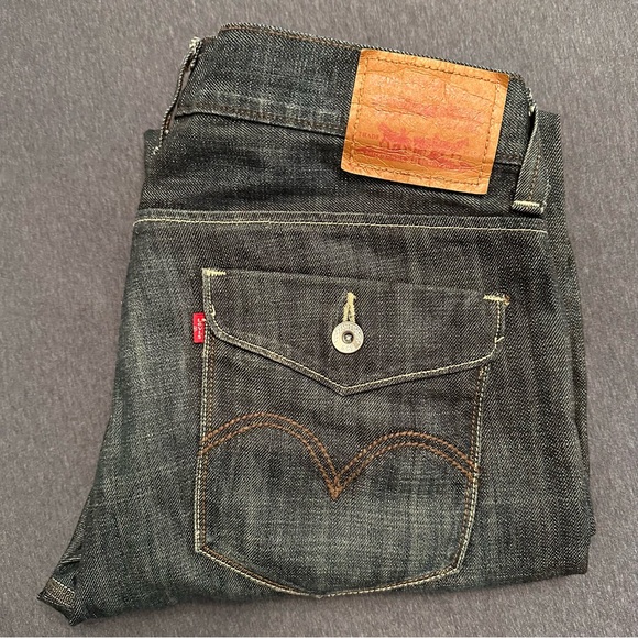 Levi's 514 Slim Straight Denim Blue Jean 36x30 Double Flap Pockets Zip Fly - Picture 15 of 16